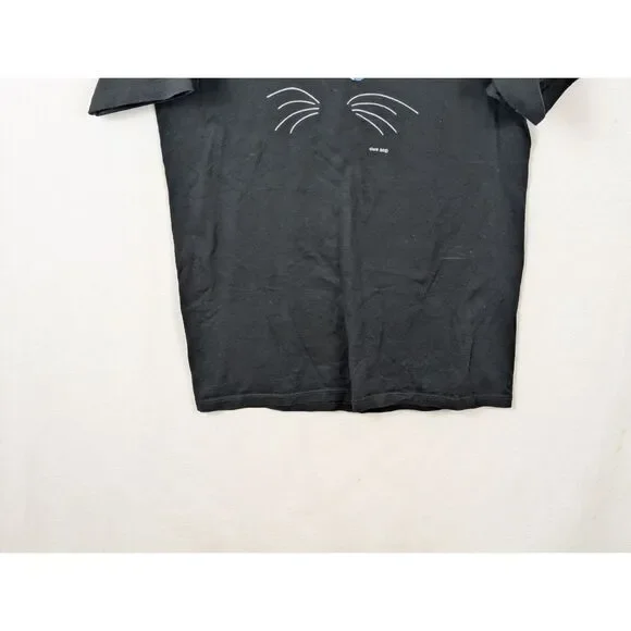 Vintage 1986 Cat Face T-Shirt Black Women's Size Large 42-44 - Picture 5 of 11